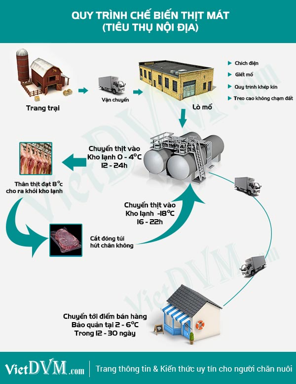 Quy trình cấp đông thịt mát (Tiêu thụ nội địa) Quy trình cấp đông thịt mát (Tiêu thụ nội địa)