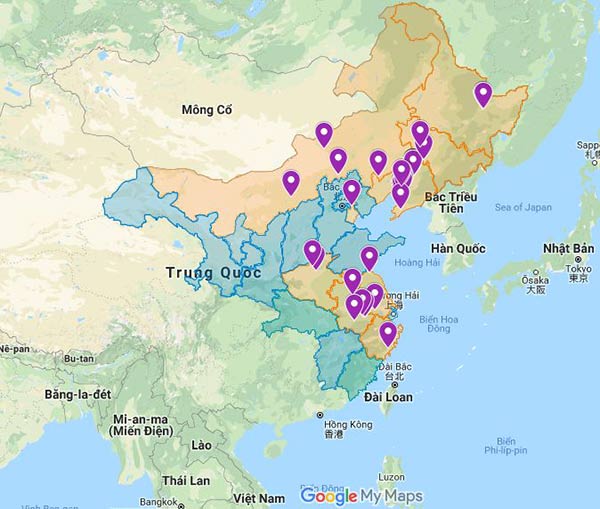 Bản đồ phân bố bệnh Dịch tả Heo châu Phi ở Trung Quốc Bản đồ phân bố bệnh Dịch tả Heo châu Phi ở Trung Quốc